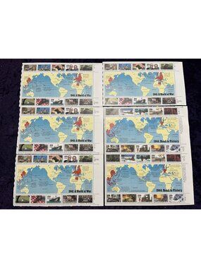 US Postage Stamps 6 Sheets A World at War 1941 1944  29 cent  WWII Uncirculated